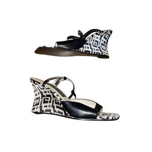 Marino Boutique Open Toe Leather Wedge Sandals Pattern Heel Shoes Size 6.5